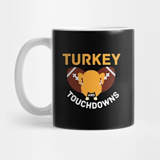 Thanksgiving Turkey And Touchdowns Football Mug